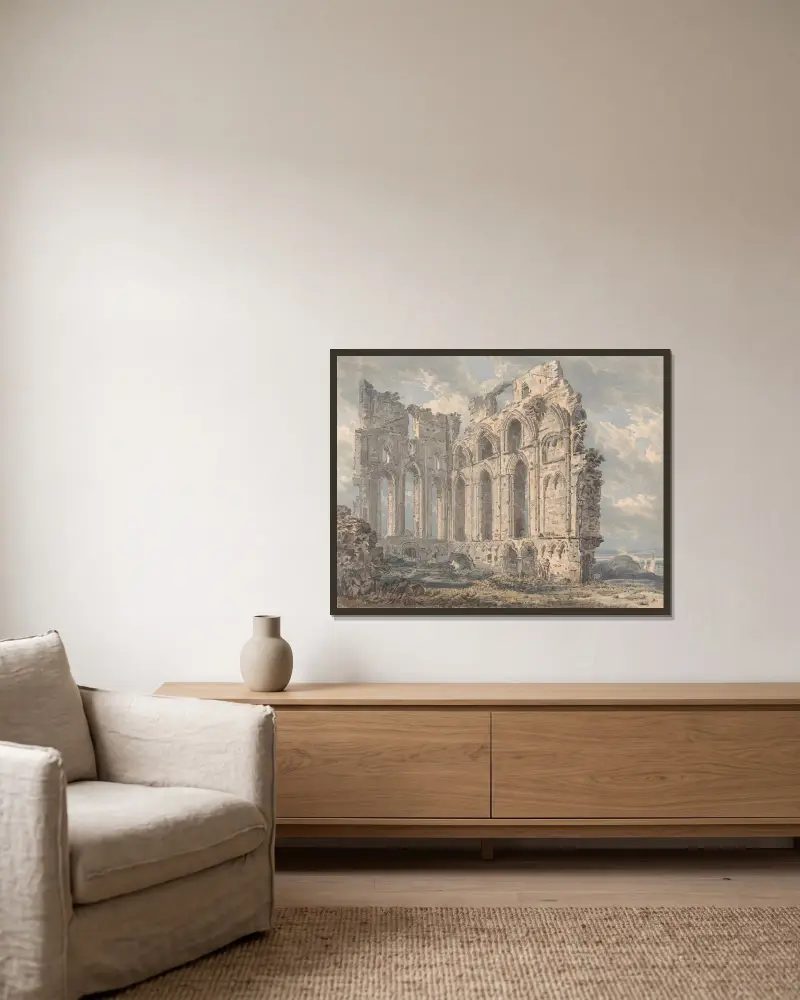 Tynemouth Priory, Northumberland, 1793 von Thomas Girtin gerahmt an einer Wand