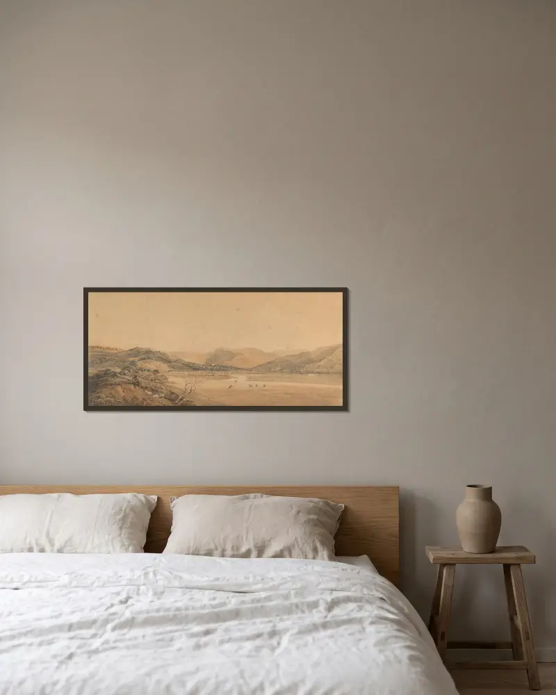 Das Tal des Conway von Thomas Girtin gerahmt an einer Wand