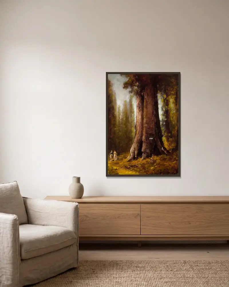 Kalifornische Redwoodbäume von Thomas Hill gerahmt an einer Wand