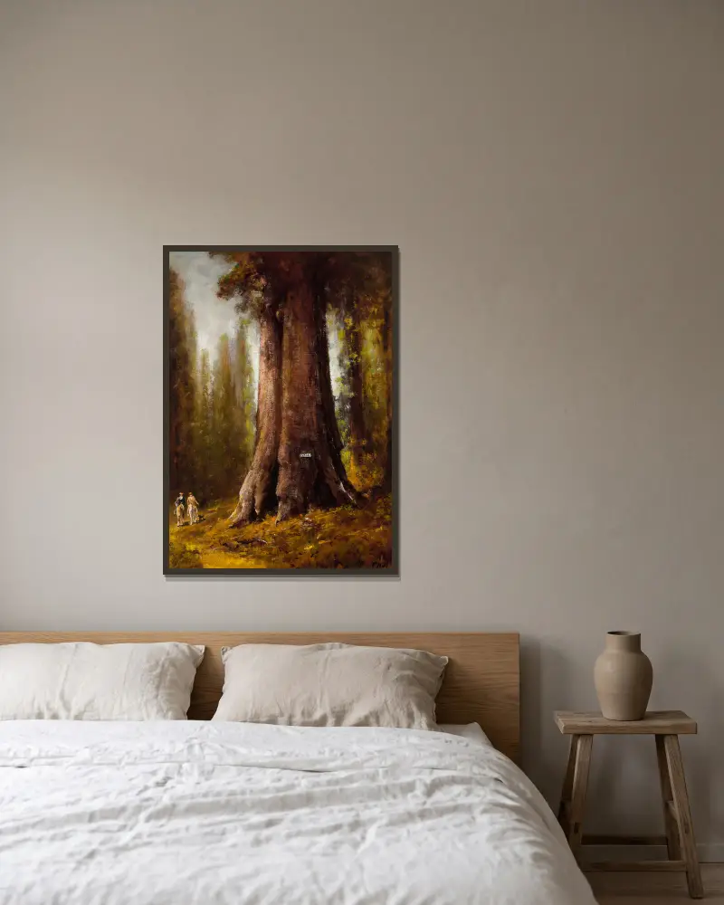 Kalifornische Redwoodbäume von Thomas Hill gerahmt an einer Wand