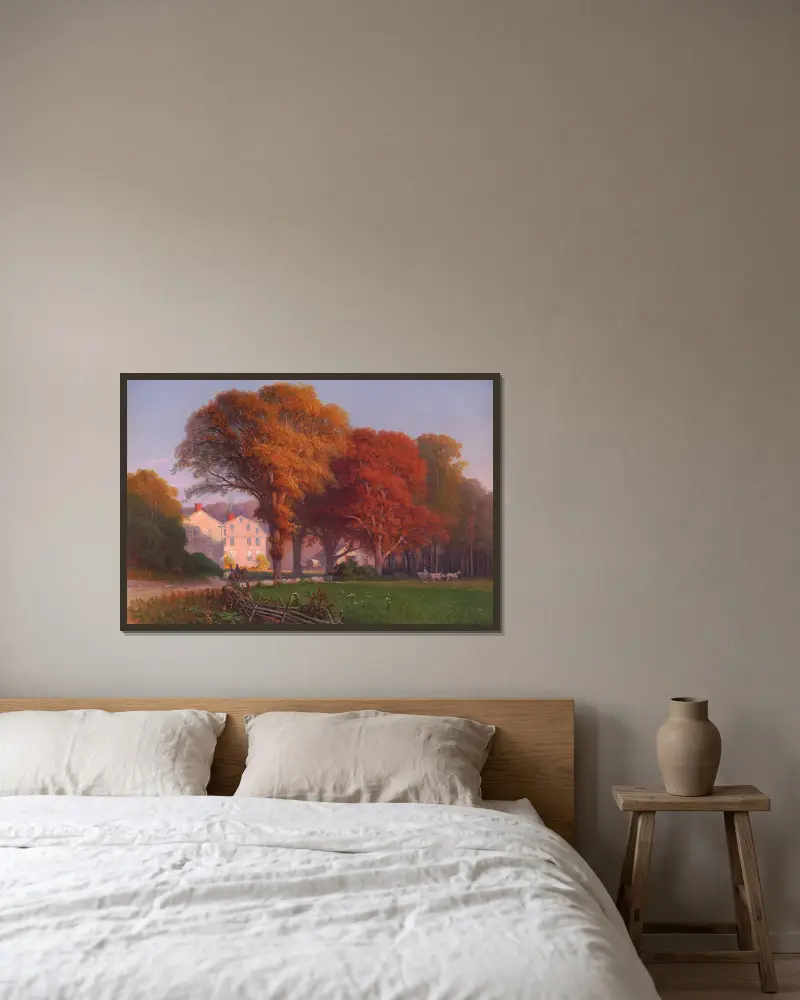 Herbst auf dem Lande von Thomas Hill gerahmt an einer Wand