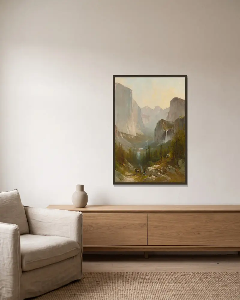 Yosemitské údolí, 1889, Thomas Hill v rámu na stěně