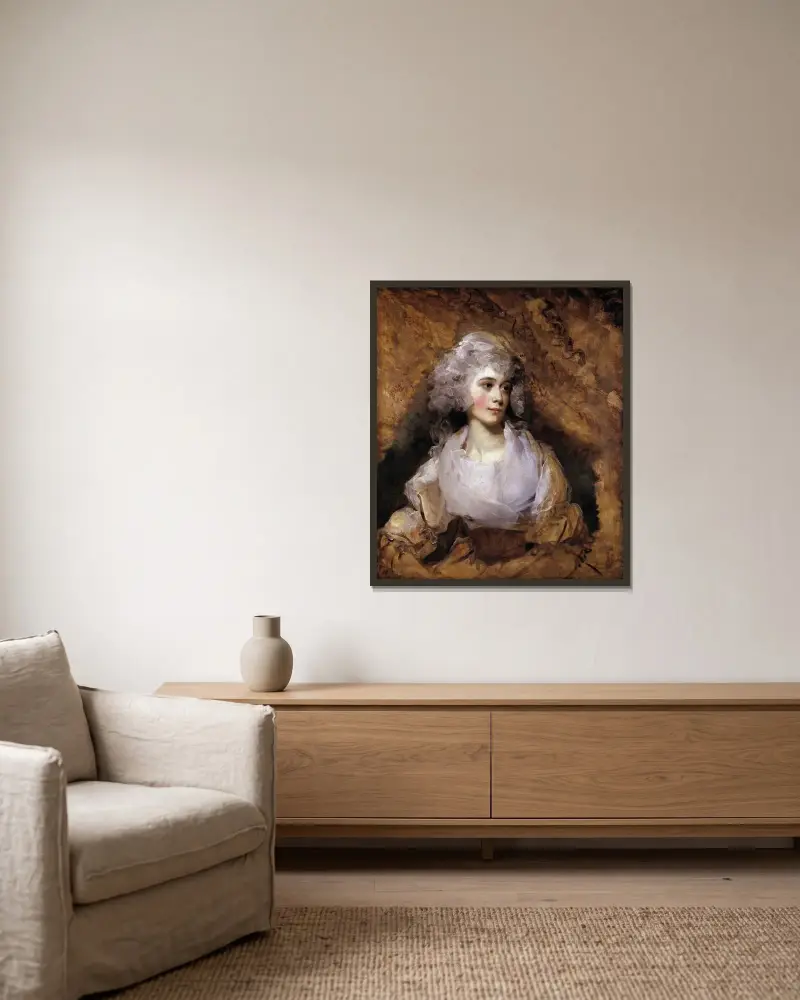 Porträtt av en dam av Sir Thomas Lawrence inramad på en vägg