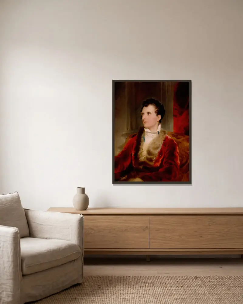 Portrait of Antonio Canova av Sir Thomas Lawrence inramad på en vägg