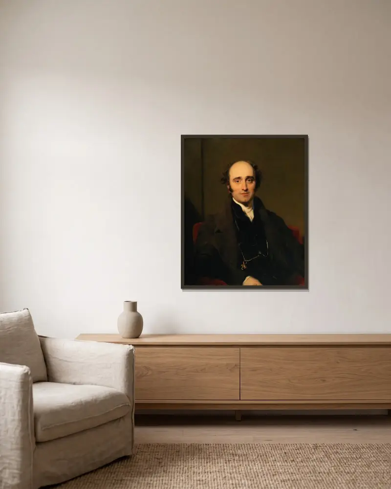Porträtt av John Wilson Croker (1780–1857), politiker och författare av Sir Thomas Lawrence inramad på en vägg