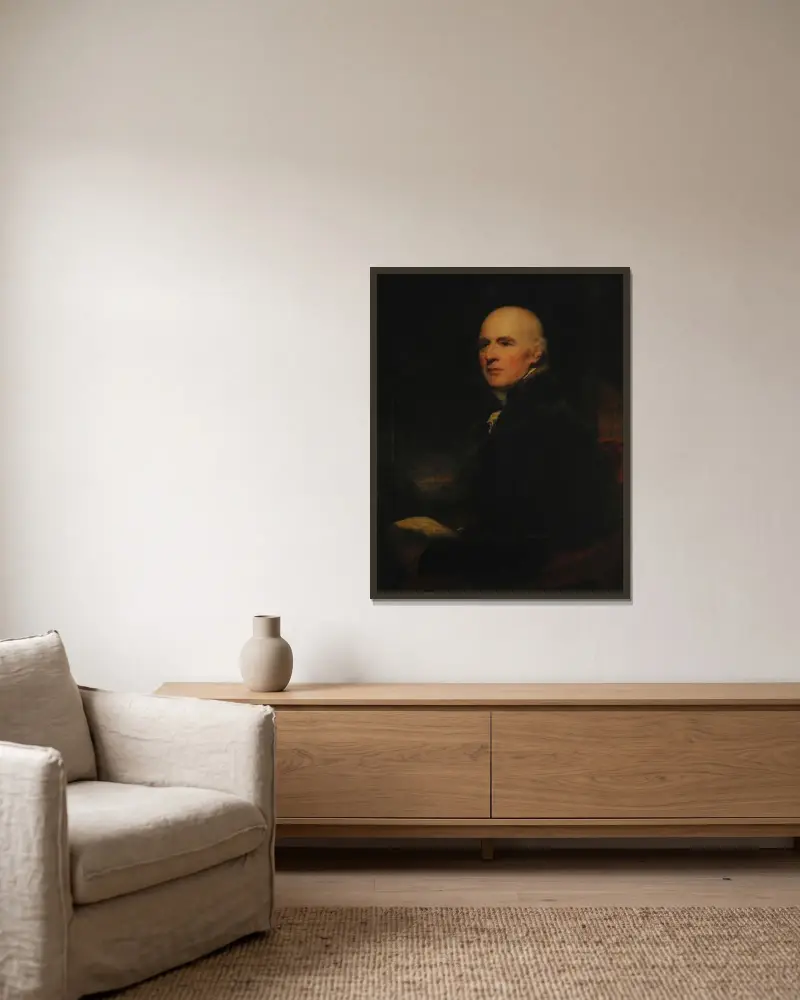 Porträtt av Joseph Farington R.A. av Sir Thomas Lawrence inramad på en vägg