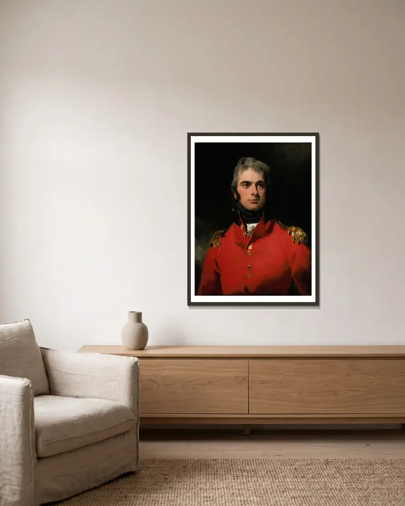 Portrait of Lieutenant-General Sir Herbert Taylor av Sir Thomas Lawrence inramad på en vägg