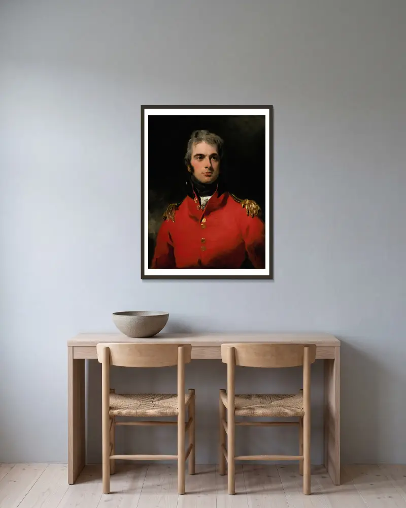 Portrait of Lieutenant-General Sir Herbert Taylor av Sir Thomas Lawrence inramad på en vägg