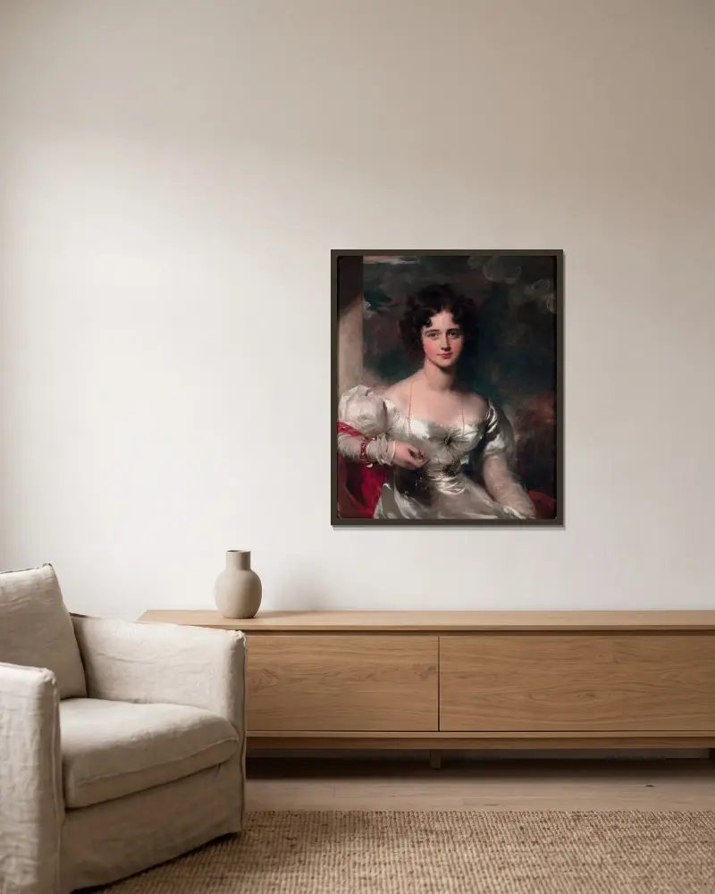 Porträtt av Miss Rosamond Croker av Sir Thomas Lawrence inramad på en vägg
