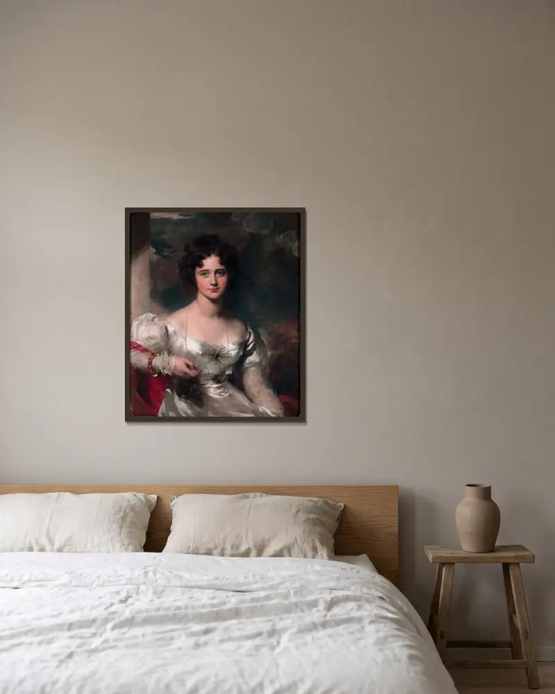 Porträtt av Miss Rosamond Croker av Sir Thomas Lawrence inramad på en vägg