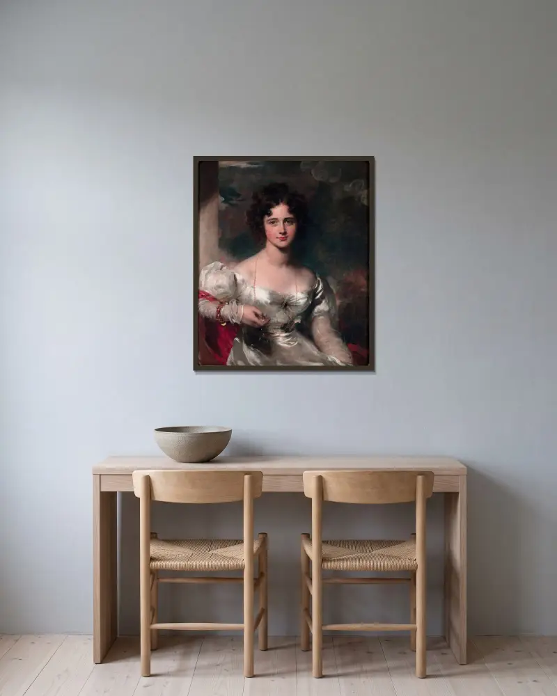 Porträtt av Miss Rosamond Croker av Sir Thomas Lawrence inramad på en vägg