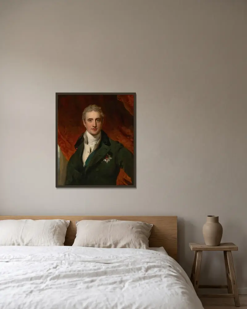 Porträt von Robert Stewart, 2. Marquess of Londonderry, genannt Lord Castlereagh von Thomas Lawrence gerahmt an einer Wand