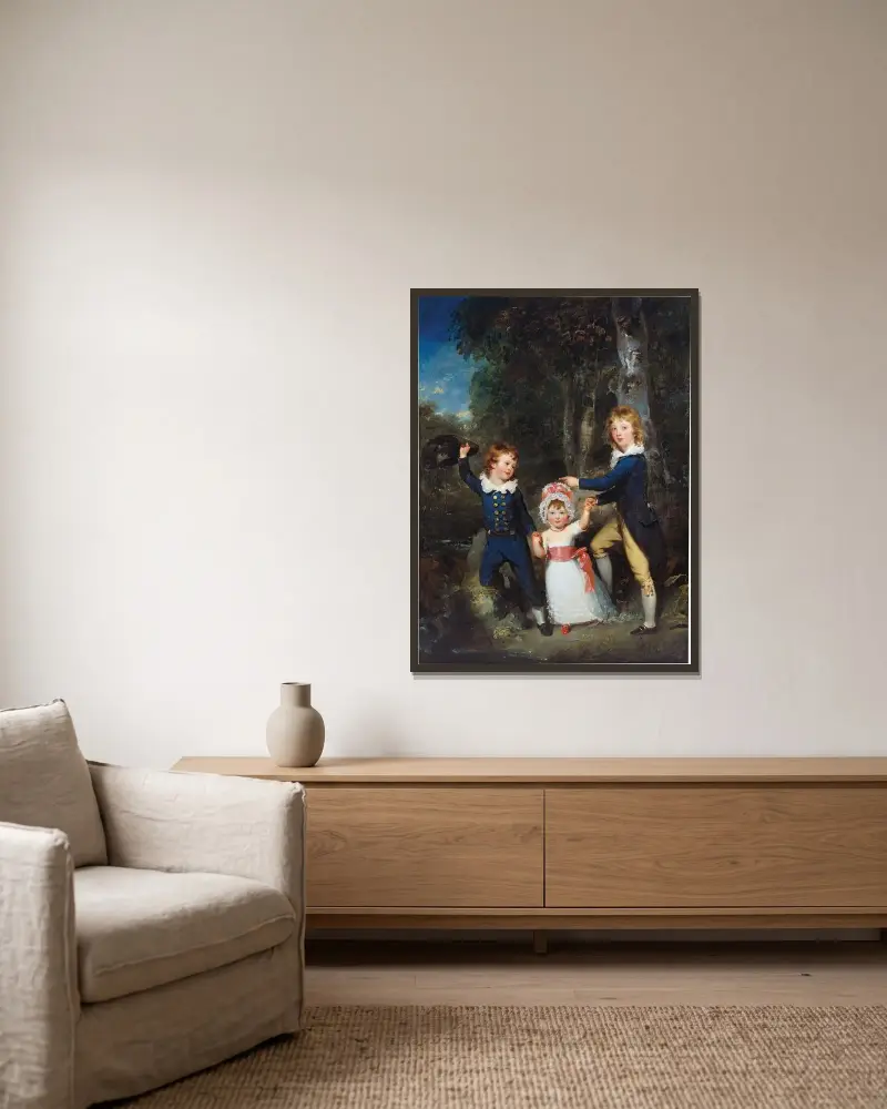 Porträt der Kinder von Lord George Cavendish von Sir Thomas Lawrence gerahmt an einer Wand