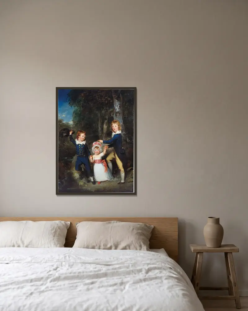 Porträt der Kinder von Lord George Cavendish von Sir Thomas Lawrence gerahmt an einer Wand
