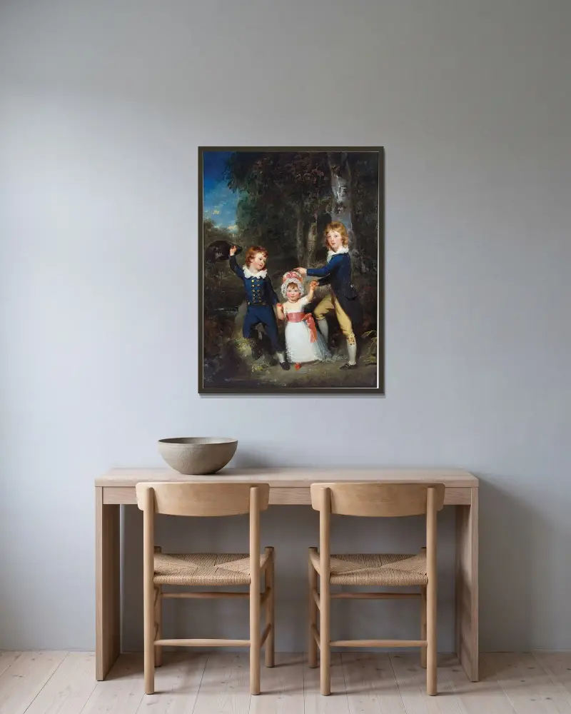 Porträt der Kinder von Lord George Cavendish von Sir Thomas Lawrence gerahmt an einer Wand
