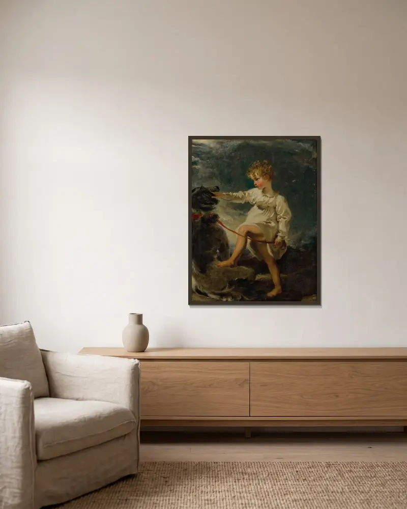Porträt von William Lock (1804–1832) als Kind von Sir Thomas Lawrence gerahmt an einer Wand