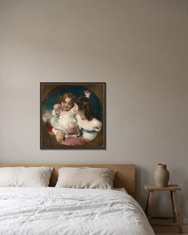 Calmady-barnen av Sir Thomas Lawrence inramad på en vägg