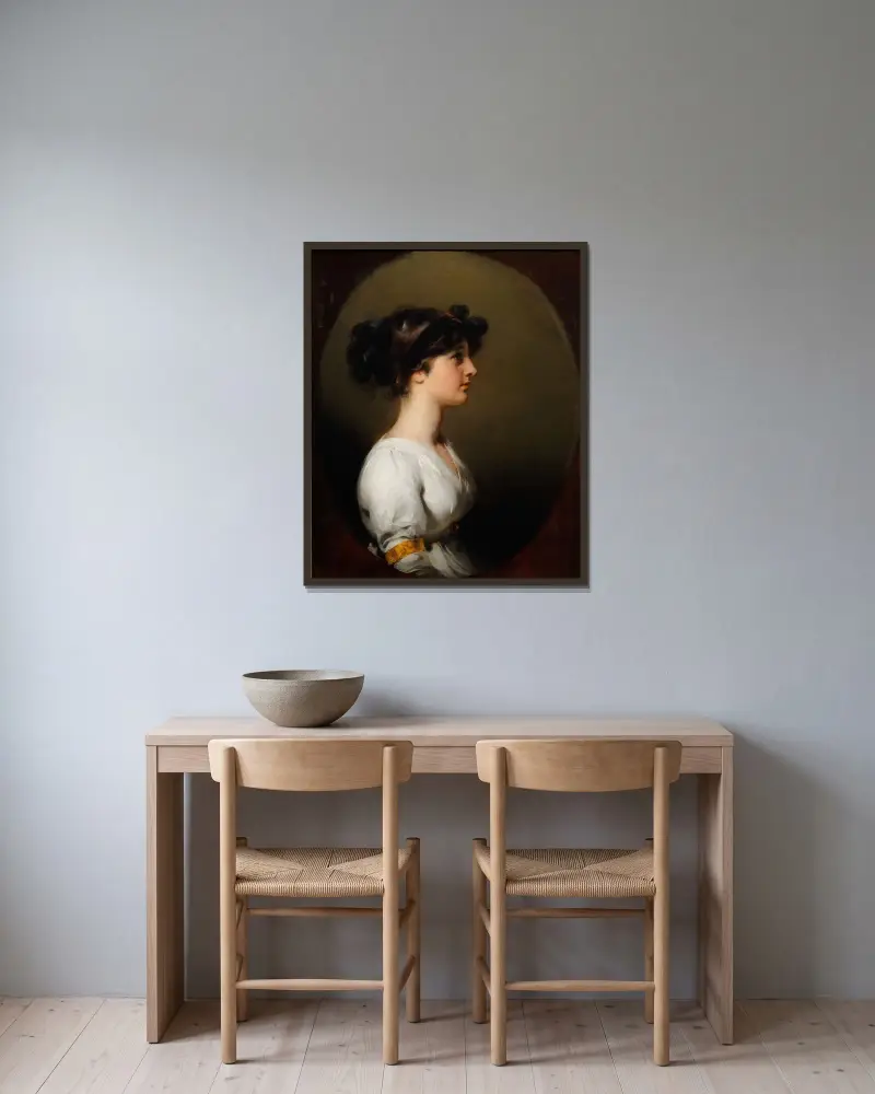 Die ehrenwerte Caroline Upton von Sir Thomas Lawrence gerahmt an einer Wand