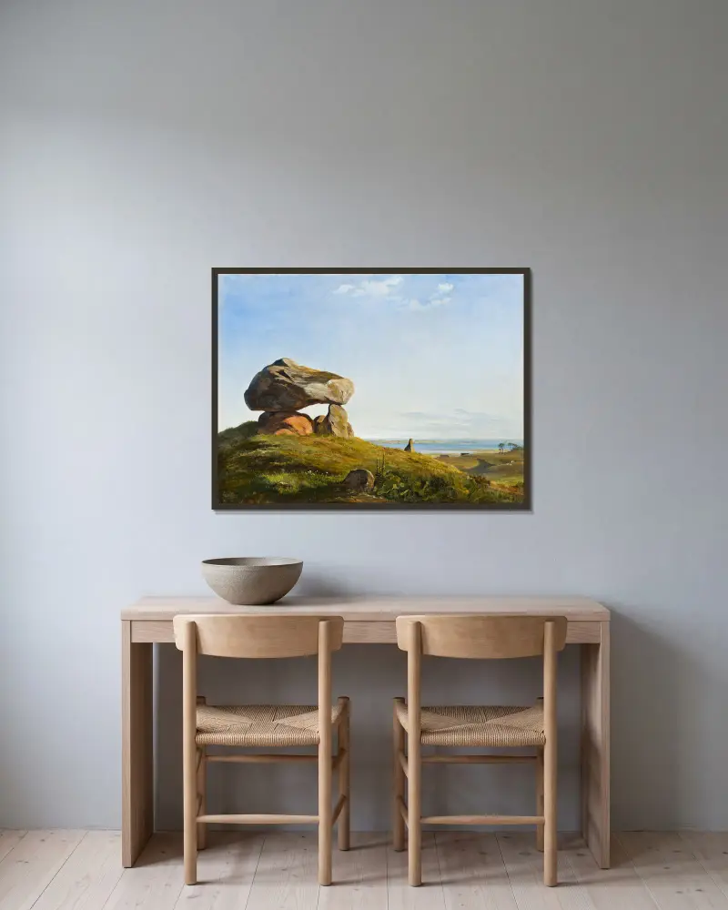 Dolmen bei Raklev, Røsnæs von Johan Thomas Lundbye gerahmt an einer Wand