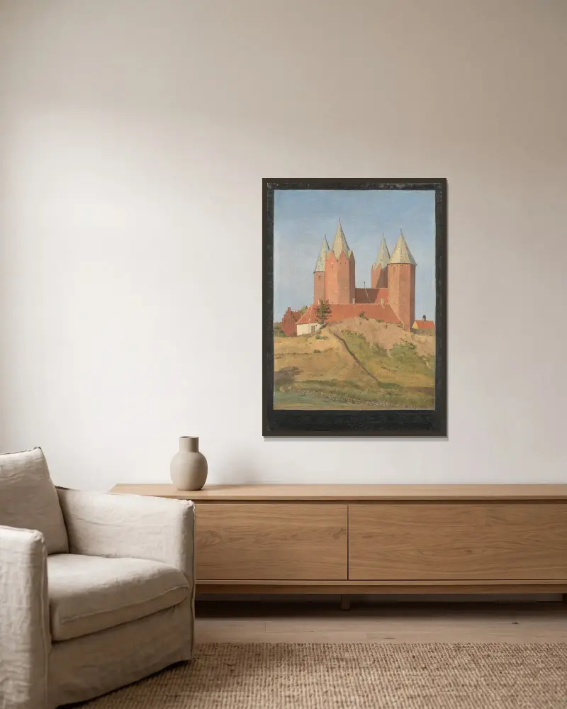 Kalundborger Kirche von Johan Thomas Lundbye gerahmt an einer Wand