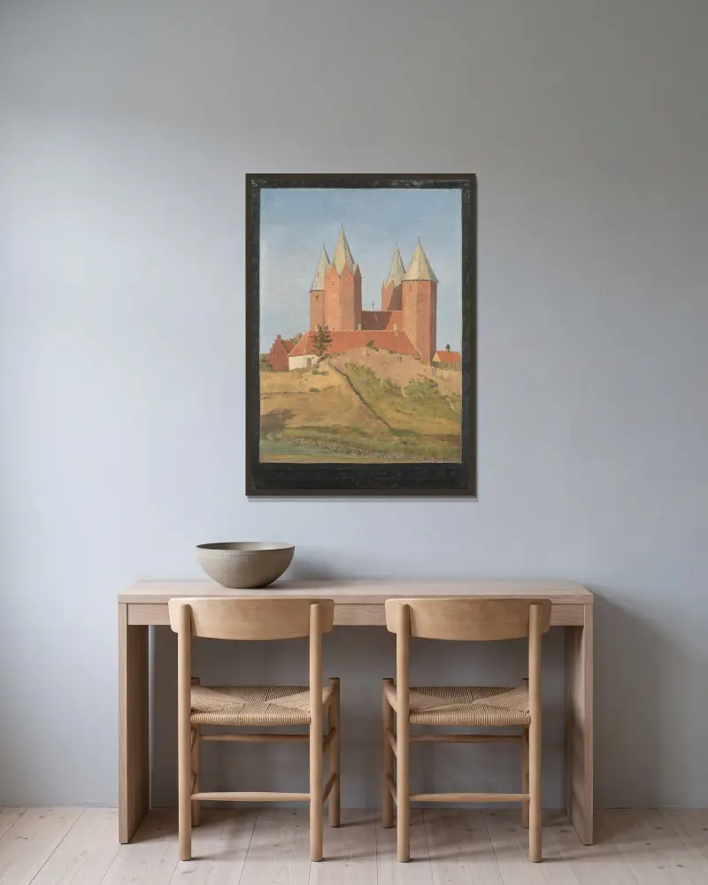 Kalundborger Kirche von Johan Thomas Lundbye gerahmt an einer Wand