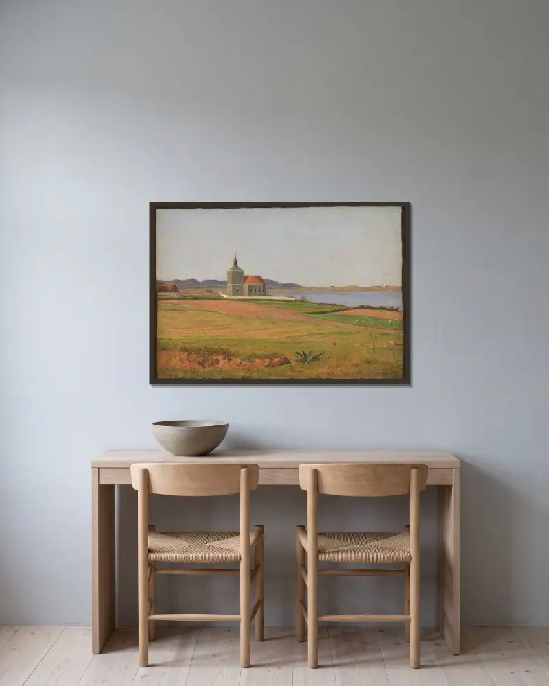 Vinderød Church near Frederiksværk av Johan Thomas Lundbye inramad på en vägg