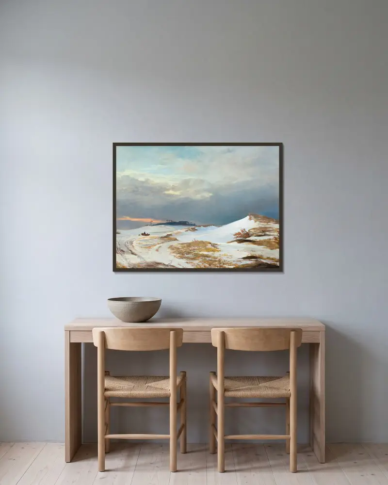 Winter landscape with Northern Zealand character av Johan Thomas Lundbye inramad på en vägg