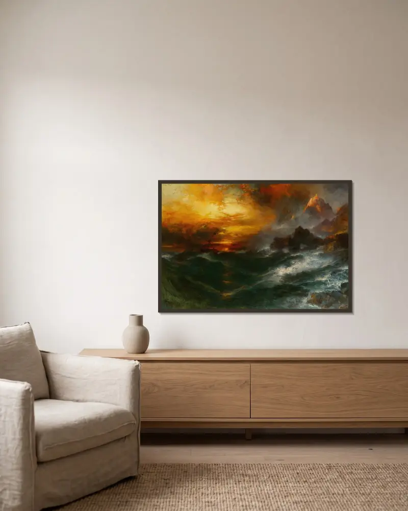 Ett berg av magnetit – Arabiska nätter av Thomas Moran inramad på en vägg
