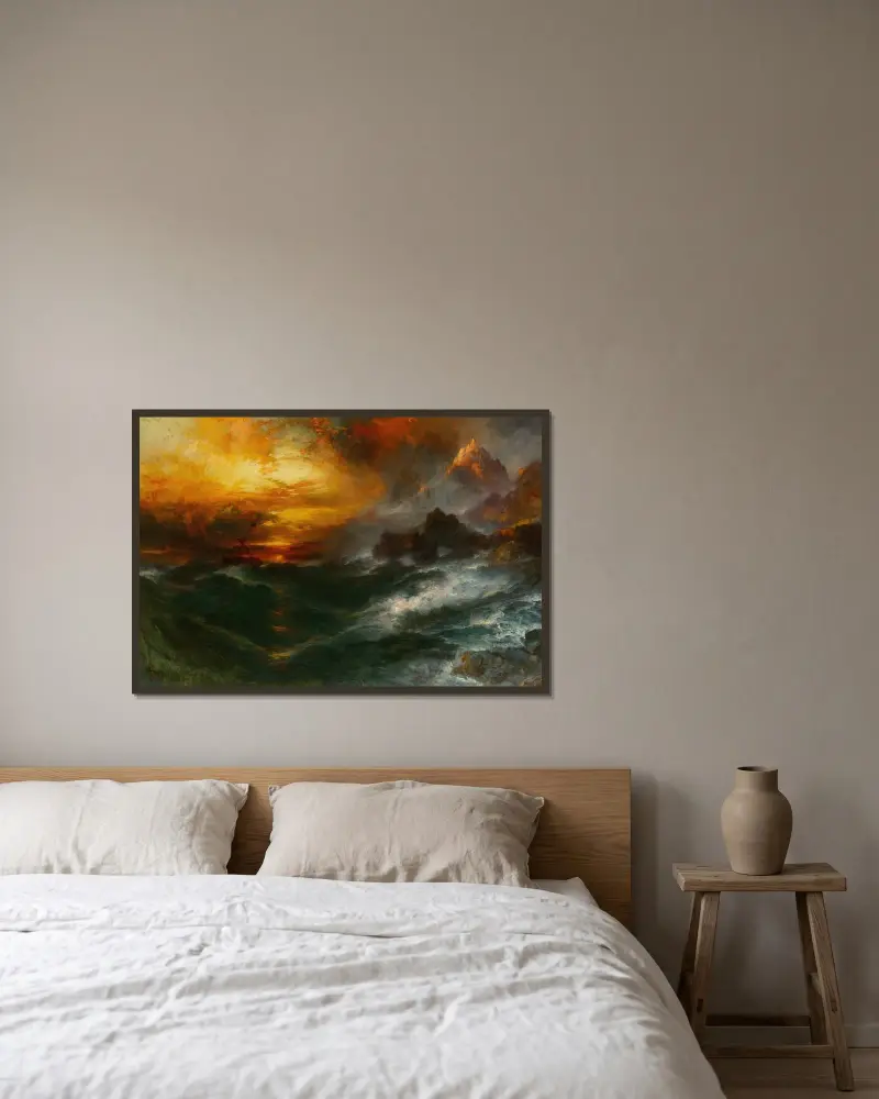 Ett berg av magnetit – Arabiska nätter av Thomas Moran inramad på en vägg