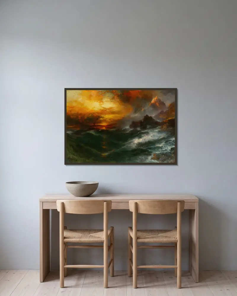 Ett berg av magnetit – Arabiska nätter av Thomas Moran inramad på en vägg