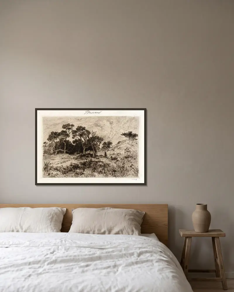 En sydlig vind av Thomas Moran inramad på en vägg