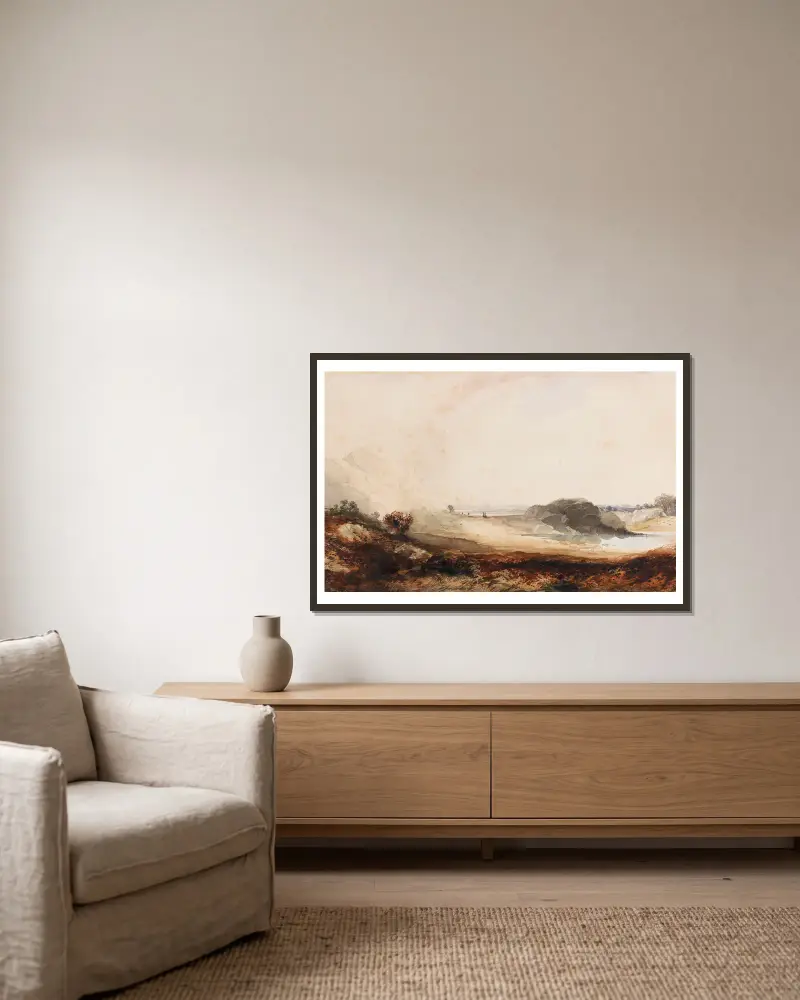 Alpská krajina, Thomas Moran v rámu na stěně