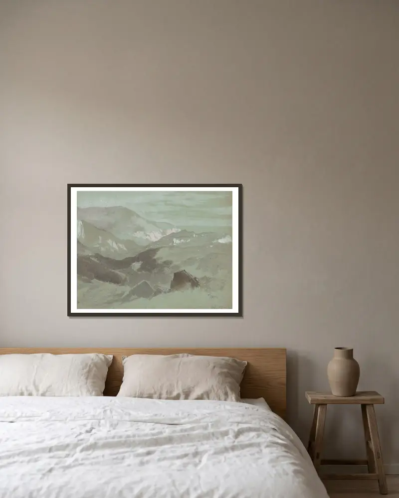 Klipporna vid Ecclesbourne nära Hastings av Thomas Moran inramad på en vägg