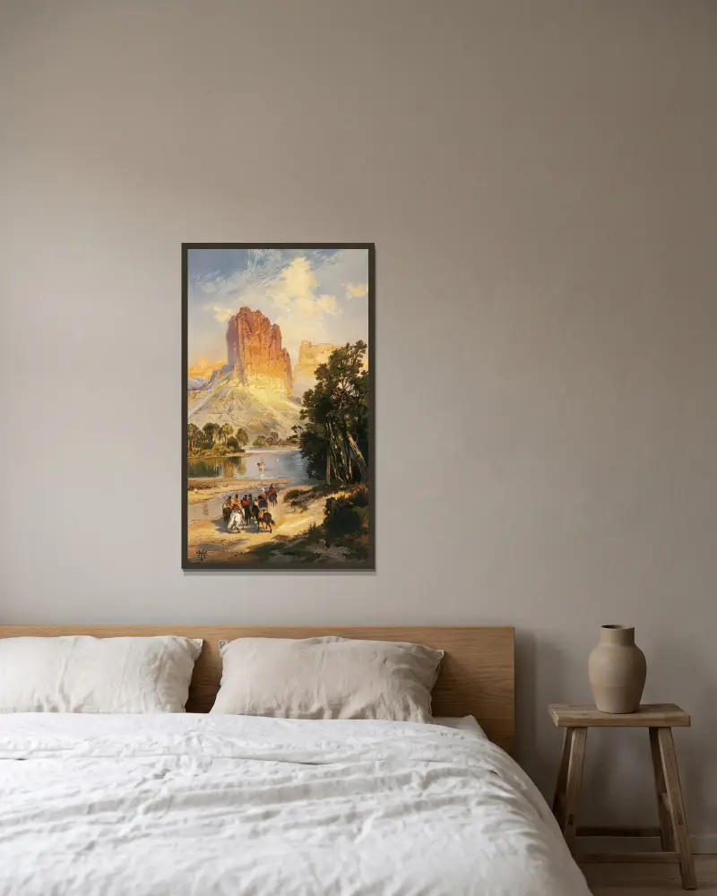 Klipporna vid övre Coloradofloden, Wyomingterritoriet av Thomas Moran inramad på en vägg