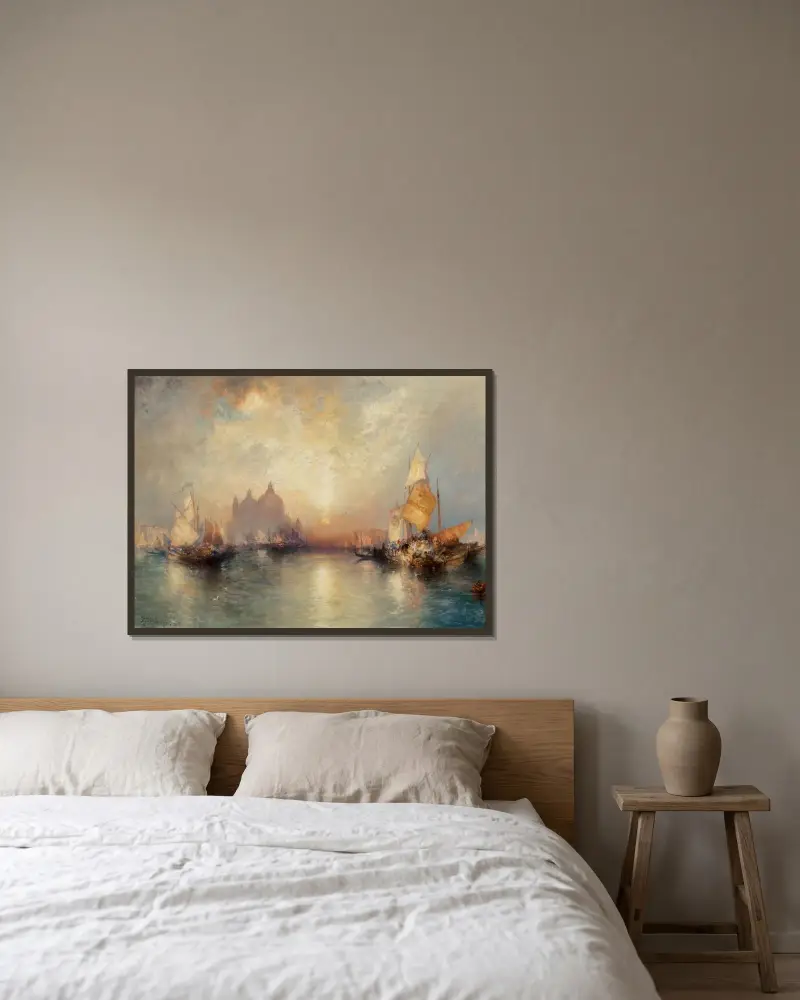 Ingången till Canal Grande, Venedig av Thomas Moran inramad på en vägg