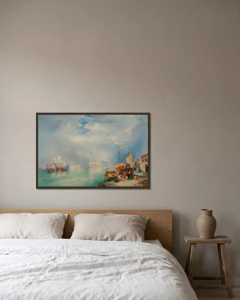 Ingången till Canal Grande, Venedig av Thomas Moran inramad på en vägg