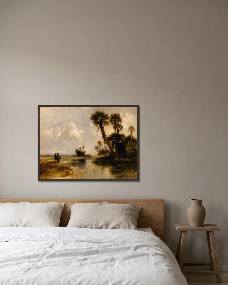 Fort George Island, Florida av Thomas Moran inramad på en vägg