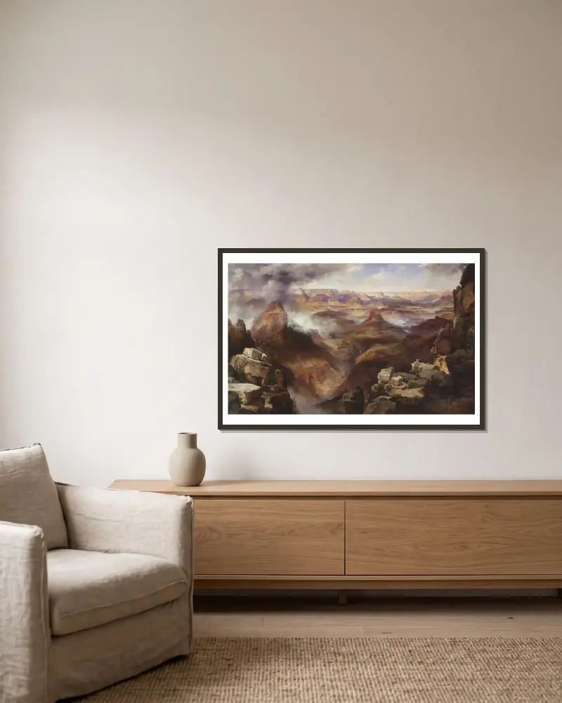 Grand Canyon i Coloradofloden av Thomas Moran inramad på en vägg