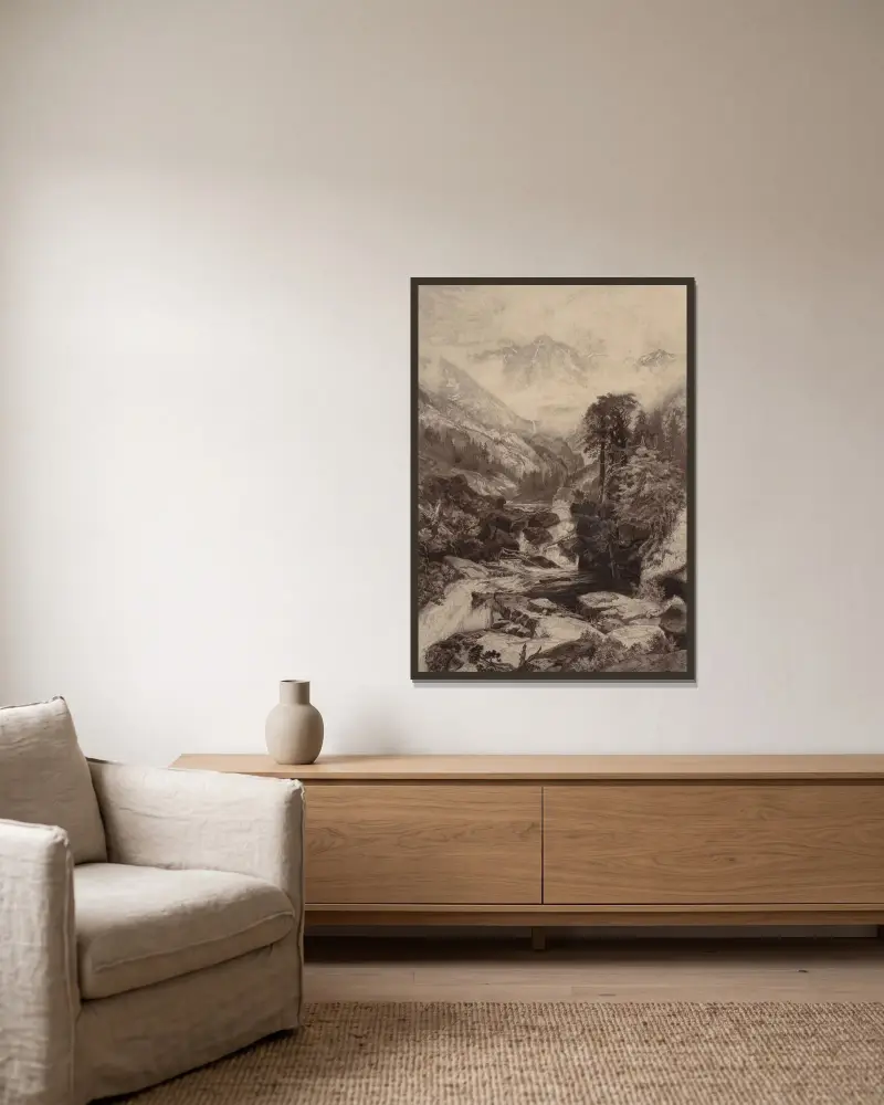 Berget med det heliga korset av Thomas Moran inramad på en vägg