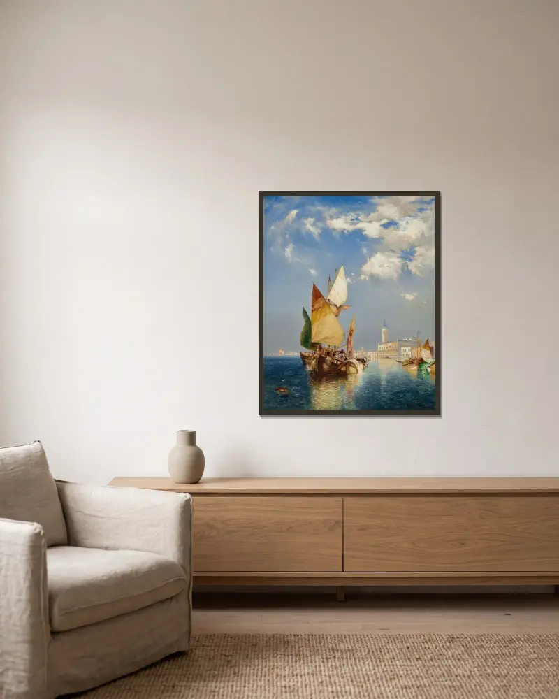 Canal Grande, Venedig av Thomas Moran inramad på en vägg