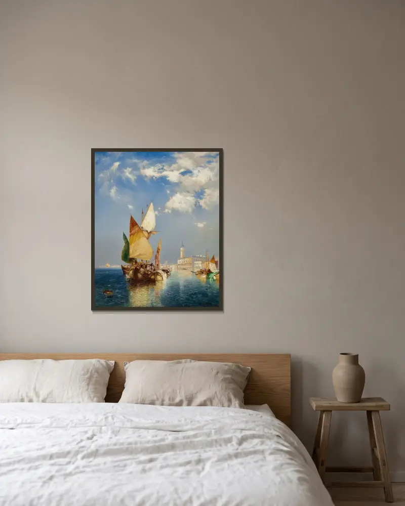 Canal Grande, Venedig av Thomas Moran inramad på en vägg