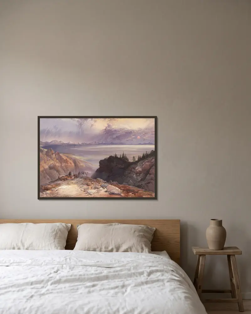 Stora Saltsjön i Utah av Thomas Moran inramad på en vägg