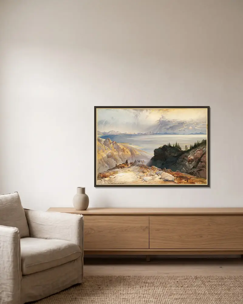 Utahs stora saltsjö av Thomas Moran inramad på en vägg