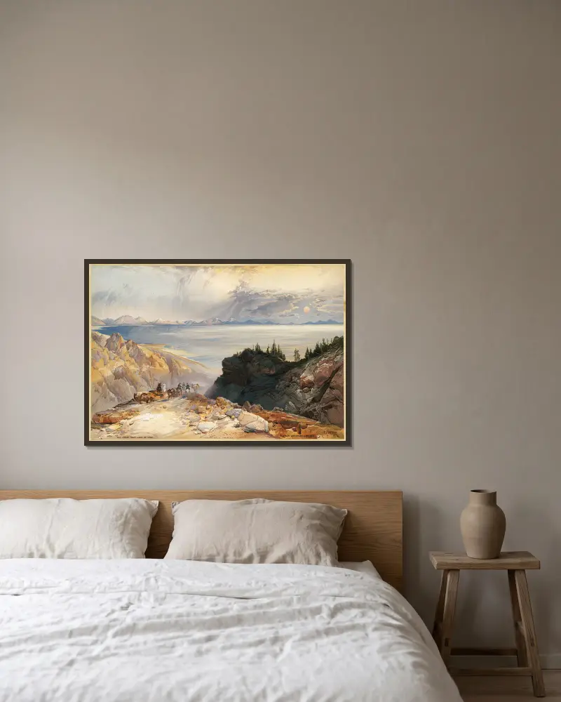 Utahs stora saltsjö av Thomas Moran inramad på en vägg