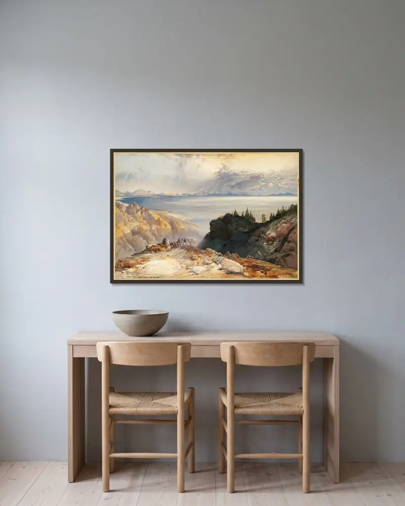 Utahs stora saltsjö av Thomas Moran inramad på en vägg