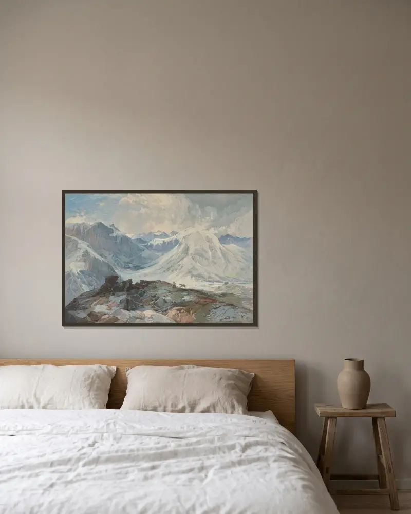 Myggstigen, Klippiga bergen i Colorado, 3 658 meters höjd av Thomas Moran inramad på en vägg