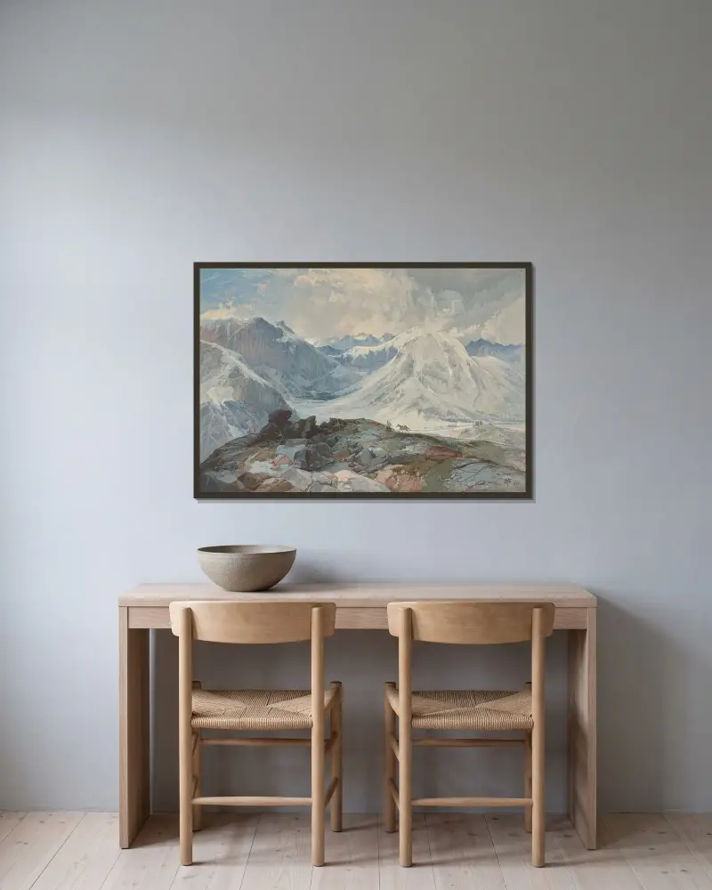 Myggstigen, Klippiga bergen i Colorado, 3 658 meters höjd av Thomas Moran inramad på en vägg