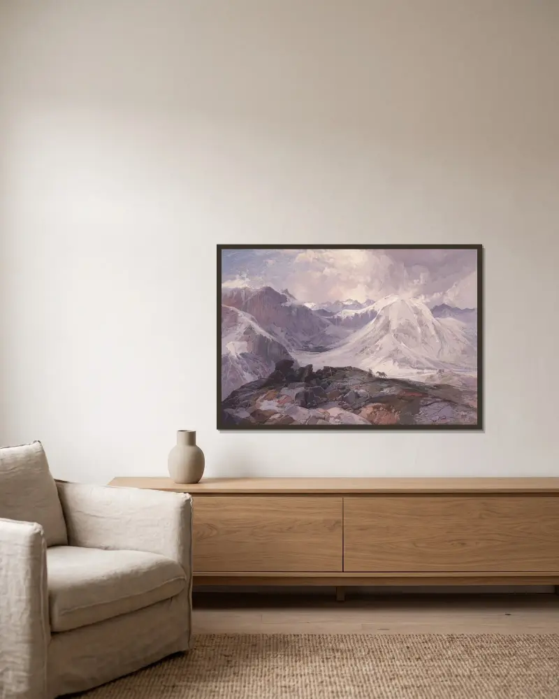 Myggstigen, Klippiga bergen i Colorado. 12 000 fots höjd av Thomas Moran inramad på en vägg