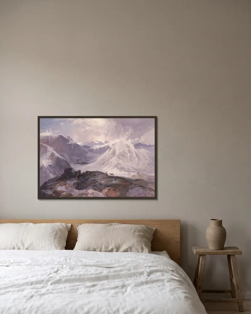 Myggstigen, Klippiga bergen i Colorado. 12 000 fots höjd av Thomas Moran inramad på en vägg