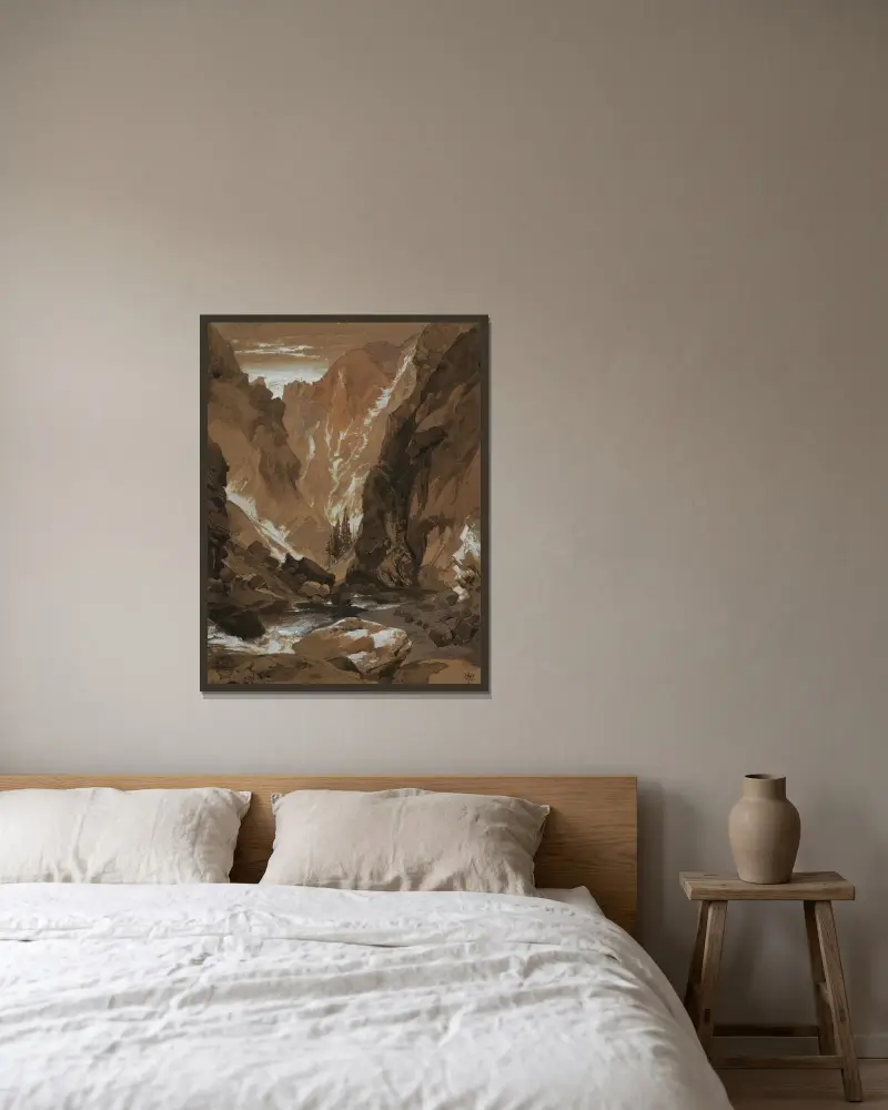 Toltec Gorge, Colorado av Thomas Moran inramad på en vägg